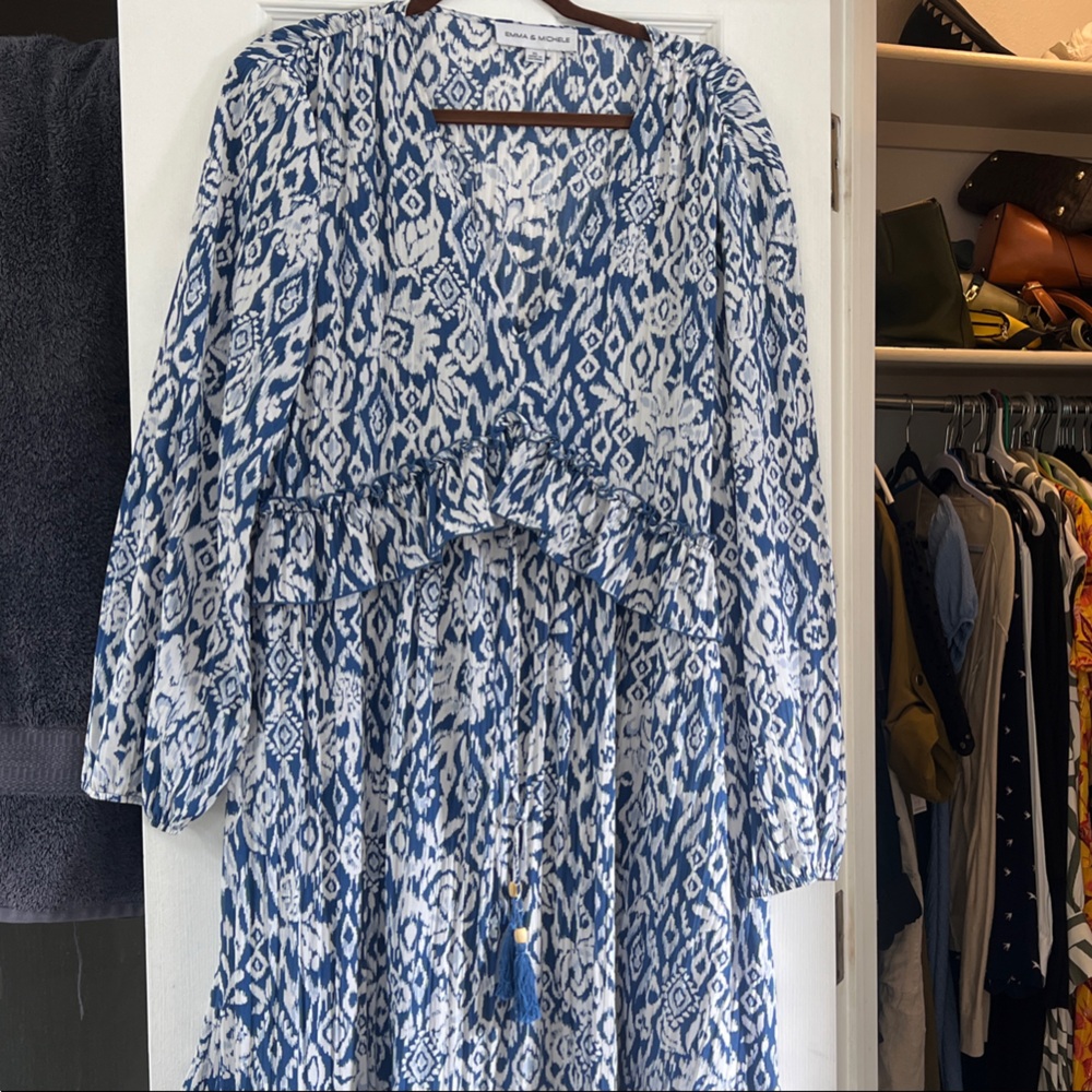 Worn once!! Emma & Michele Blue and White Patterned Dress